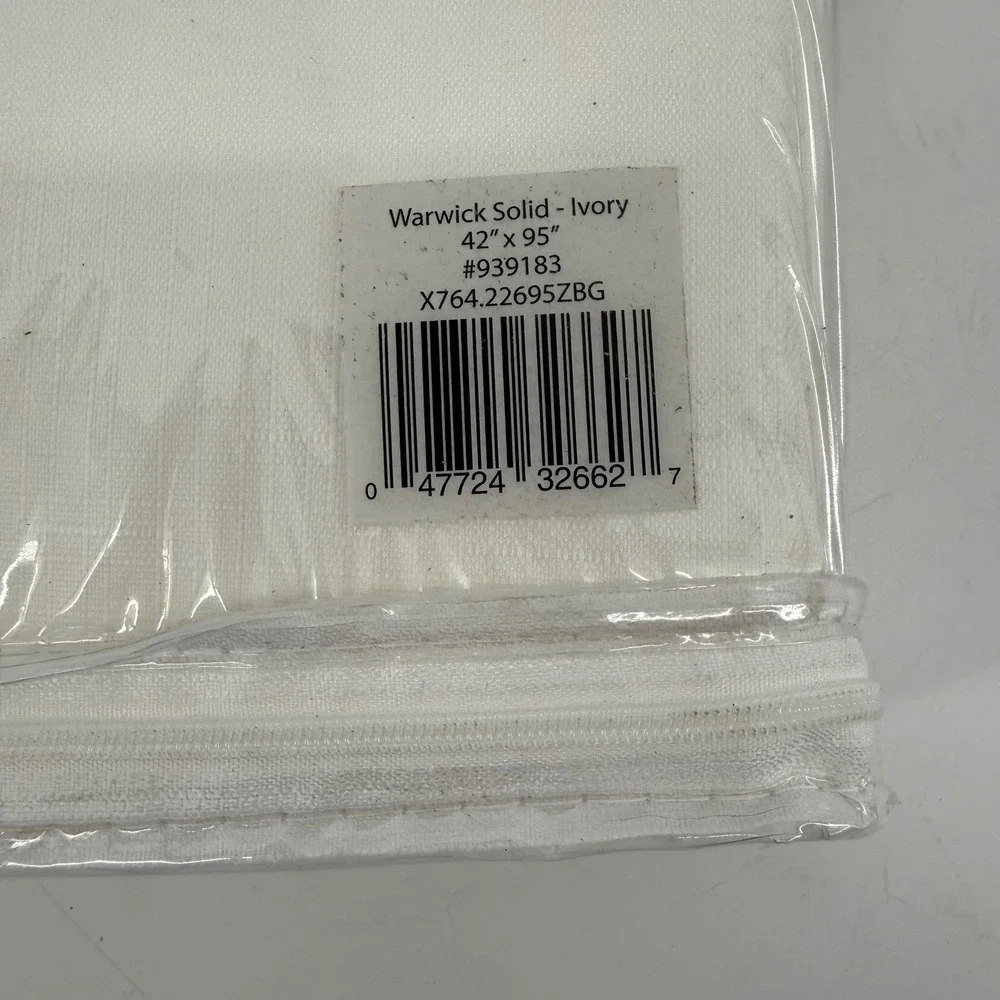 Living Logic Energy Warwick Solid Ivory Blackout Back Tab Curtain Panel 42x95